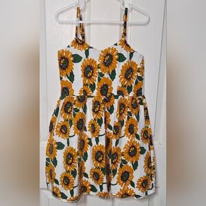 Sunflower Print Midi Dress
